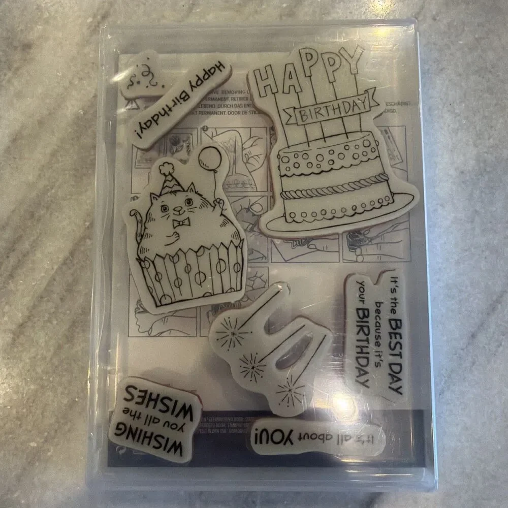 BEST DAY Stamp Set Stampin Up Birthday Cat Cupcake Cake J23